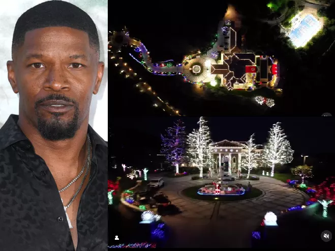Jamie Foxx converts his home to a wonderland for Christmas to fulfil a dream he had as a child (video)