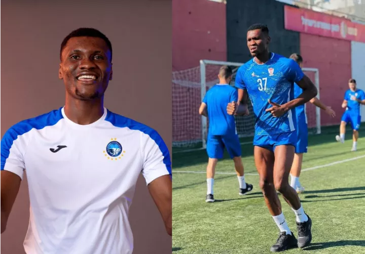 Nigerian footballer, Chibuike Nwaiwu spotted in Israel training with new club days after being declared missing by Enyimba FC (Photos)