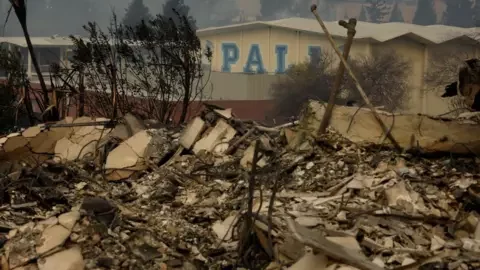 Getty Images Pali High School rests across the street from homes destroyed in the Palisades fire