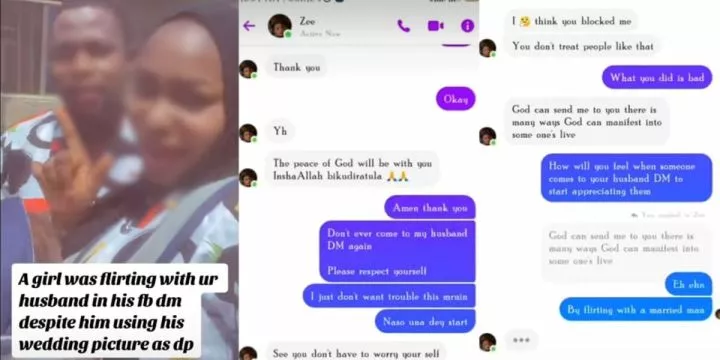 Married woman exposes Facebook lady for wooing her husband despite wedding photo on his profile