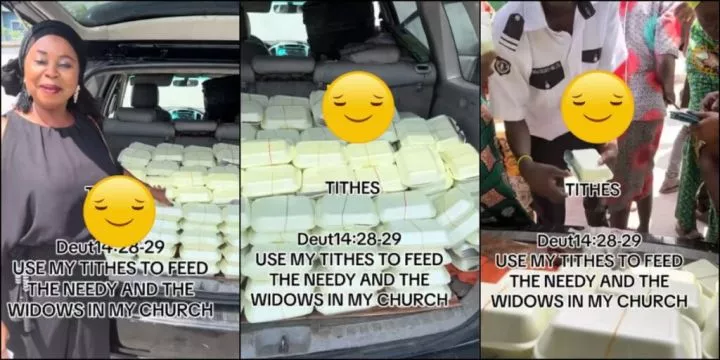 Businesswoman uses her tithe to give out food to needy and widows