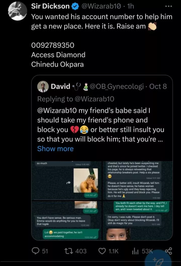 Man goes viral as he declines roommate's girlfriend's request to block influencer, leaks her chat