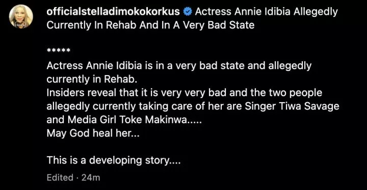 Annie Idibia allegedly in rehab amid separation from 2Baba