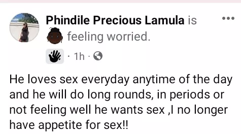 He wants it everyday, long rounds, during my period and when I am not feeling well - Woman complains about her husband's insatiable appetite for sex