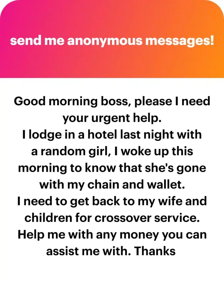 'I want to take my family for crossover' - Married man begs for money after being robbed by runs girl in hotel