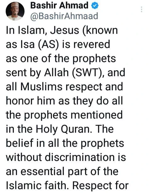 All Muslims respect and honour Jesus as they do all the prophets in the Holy Quran- Bashir Ahmad