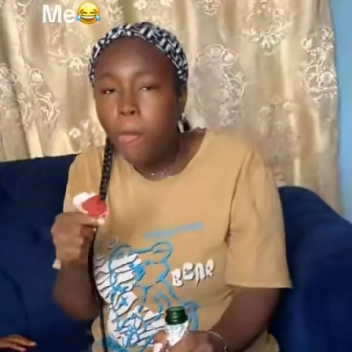 Nigerian lady eats big cake alone on birthday after friends, guests fail to show up