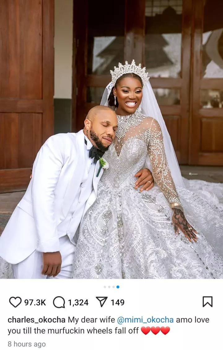 Actor Charles Okocha promises undying love for wife Mimi as he shares their wedding photos