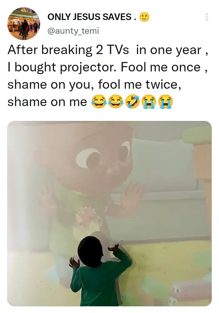 Frustrated mum resorts to projector after son broke two TVs in one year