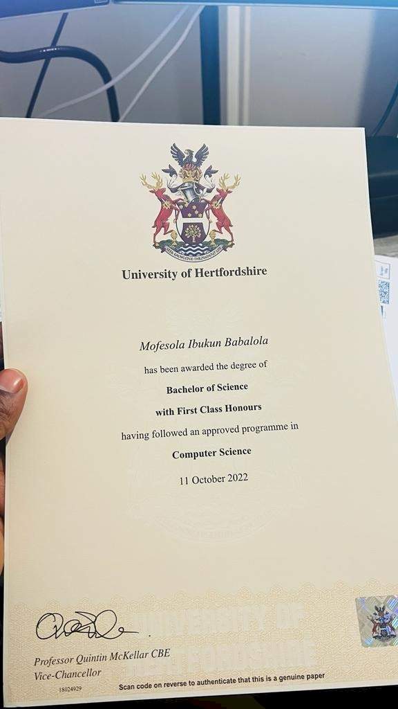 Nigerian man celebrates as he bags 1st class degree from a UK university 10 years after he graduated with a 3rd class from a Nigerian university