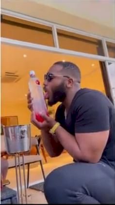 'No be Erica kpekus be that oo' - Reactions as Kiddwaya is spotted licking a bottle (Video)