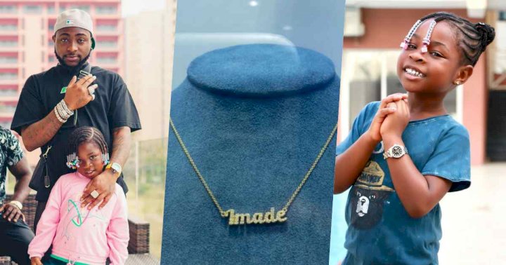 Davido gifts daughter, Imade customized pendant worth millions of naira