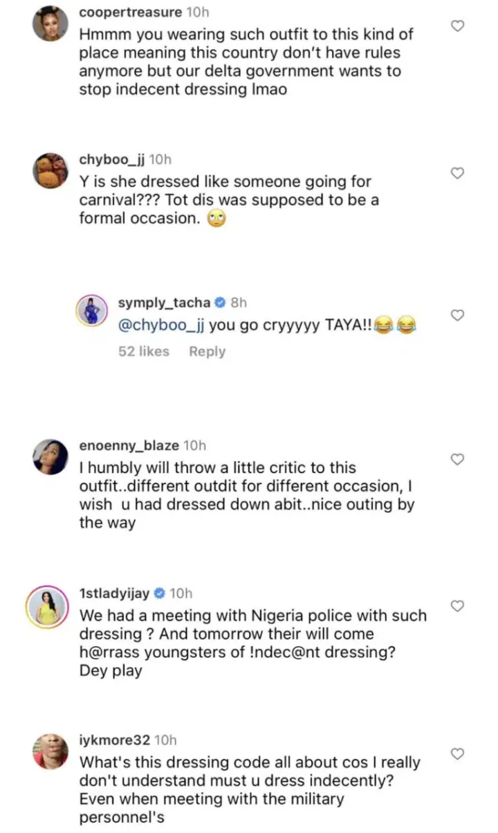 Tacha responds to criticism over outfit during meeting with Lagos State commissioner of police