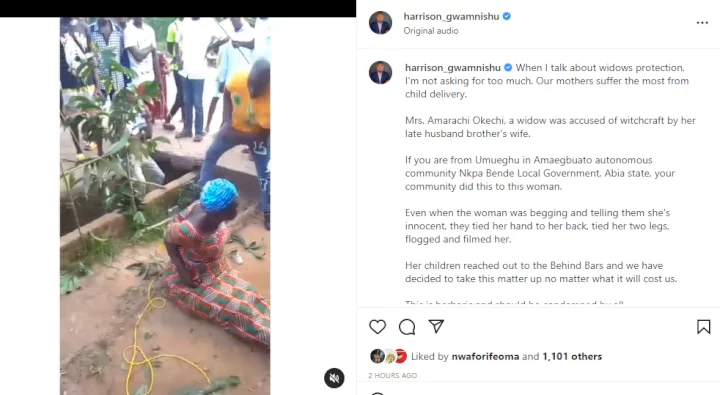 Community members tie and flog widow after her late husband's brother's wife accused her of being a witch (video)