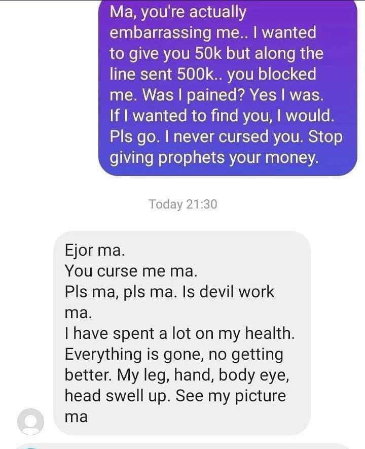 Dishonest pregnant lady in torment after blocking her helper who accidentally sent her N500k instead of N50k (Screenshots)