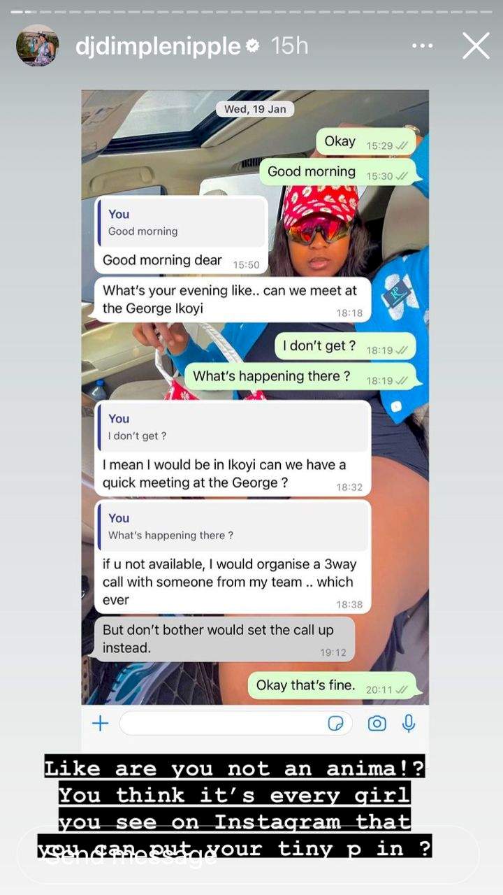 DJ DimpleNipple's Boyfriend rain curses on Dprince for allegedly inviting girlfriend to hotel for job (Video + Leaked Chats)