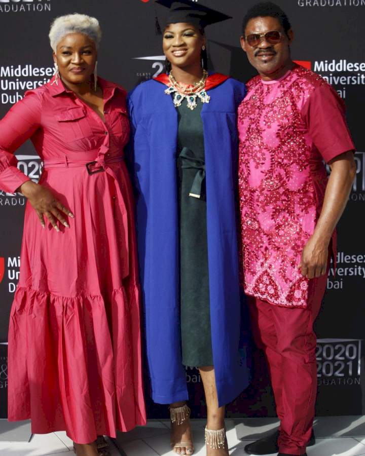 Actress Omotola Jalade-Ekeinde celebrates as her first daughter, Princess, bags MSc from a Dubai University (photos)