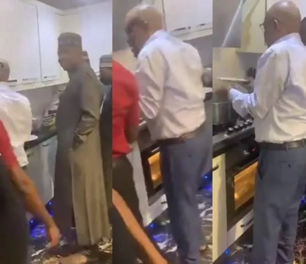 Nyesom Wike shows of his cooking skills as he cooks for Bukola Saraki and others (video)