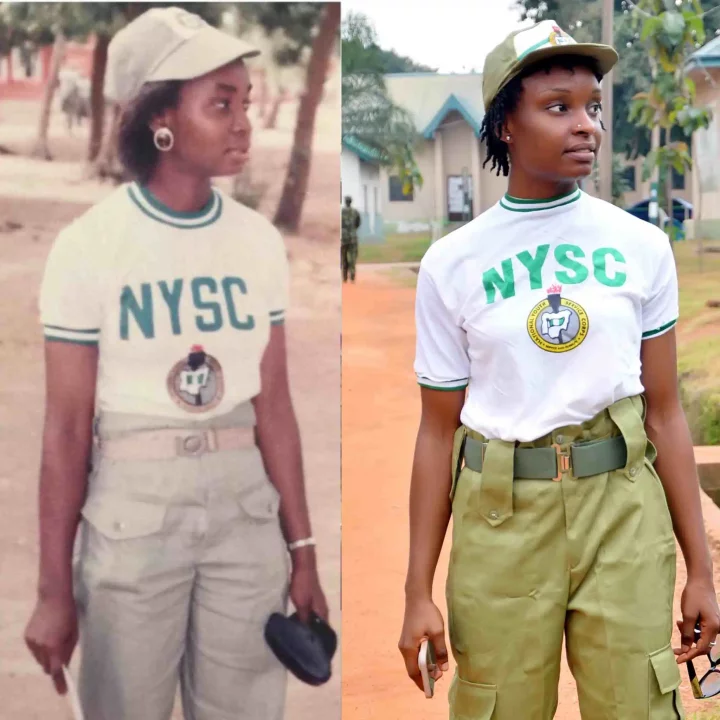 Lady throws many into confusion as she recreates 32-year-old NYSC photo of her mom