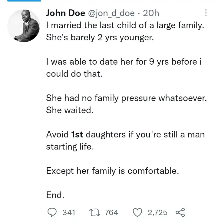 Why you should avoid first daughters if you're still a man starting life - Counselor advises men, netizens react