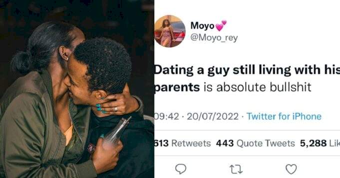 "Dating a guy still living with his parents is very wrong" - Nigerian lady