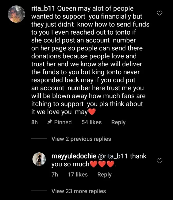 Yul Edochie's first wife, May replies fan who asked her to put up her account number for crowdfunding