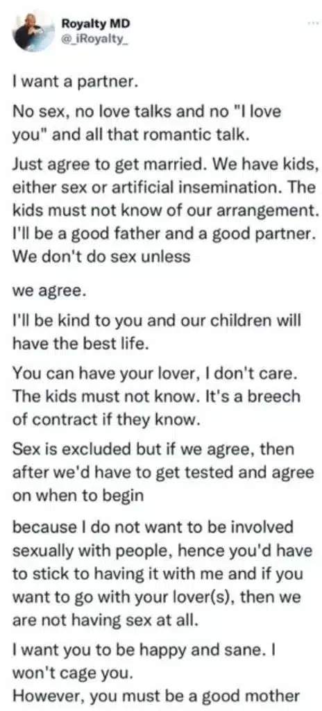 Man gives conditions wife-to-be must adhere strictly to