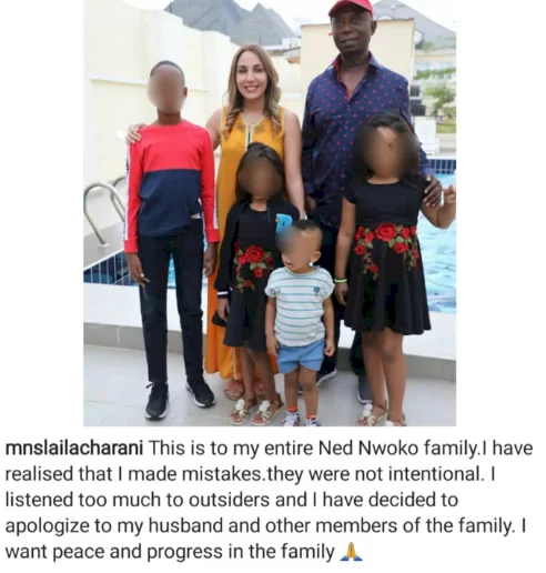 I listened too much to outsiders - Billionaire businessman, Ned Nwoko's Moroccan wife, Laila tenders public apology to him and their entire family