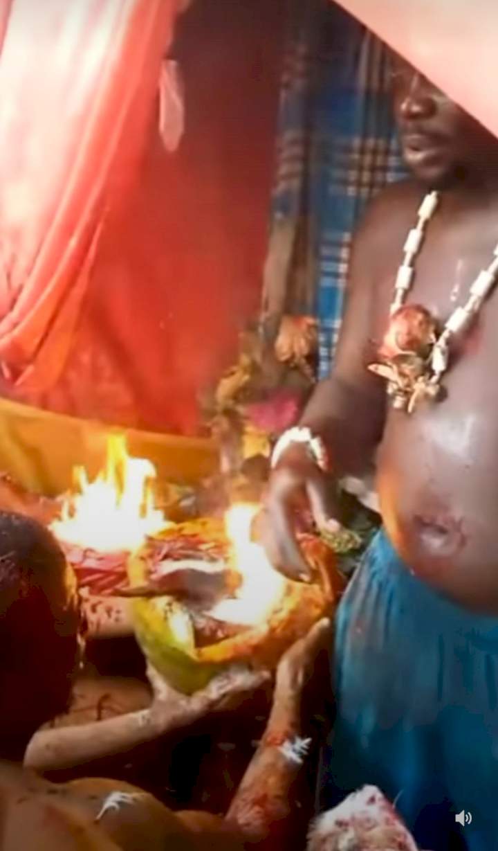 Naked men undergo torturous pain while visiting a native doctor to get rich (video)