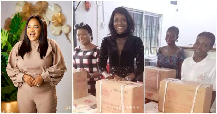 Actress, Toyin Abraham empowers 5 fans, gives them brand new sewing machines