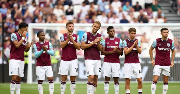 Players of West Ham United react in the penalty shoot out during the Pre-Season Friendly match between West Ham United and Celta Vigo at London Sta...