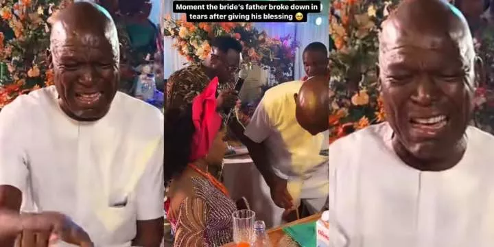 Moment Nigerian father broke down in tears after giving his daughter his blessings on her wedding day