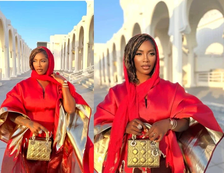 Fans react to Tiwa Savage's Saudi Arabia Photos on Social media