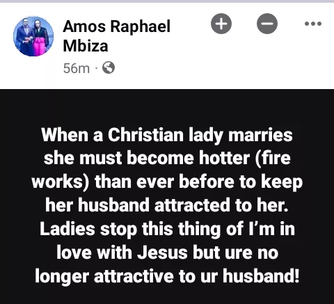 When a Christian lady marries she must become hotter than ever before to keep her husband attracted to her - South African pastor says