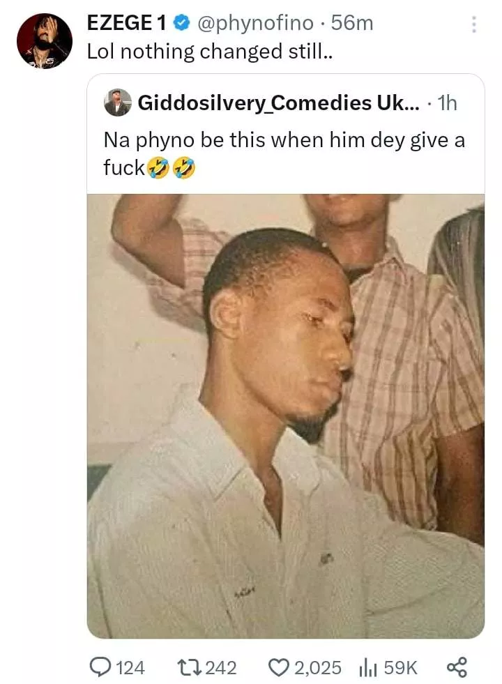 Phyno reacts as his throwback photo trends online