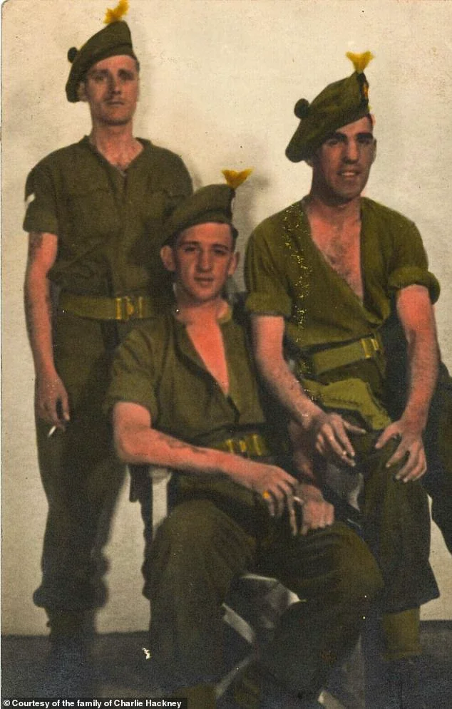 Charlie Hackney (left) seen with comrades during the Second World War