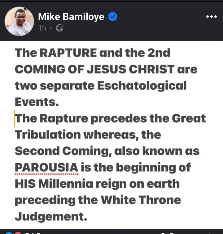 Evang. Mike Bamiloye Reveals the Difference Between Rapture and the Second Coming of Jesus Christ