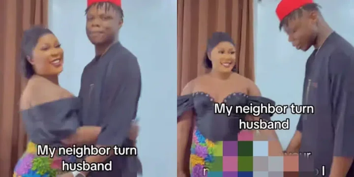 Lady jubilates as neighbour she used to give food to marries her
