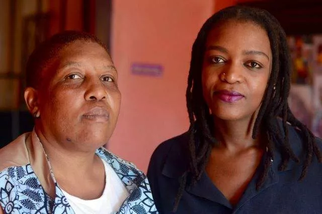 Bontle Kahlo (right), one of EPOC's leaders, with her partner Ntsupe