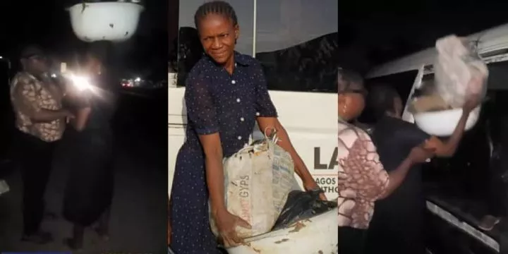 Woman arrested at 5:47 a.m. in Lagos while attempting to dump refuse at bus stop Woman arrested at 5:47 a.m. in Lagos while attempting to dump refuse at bus stop