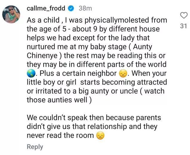 BBNaija Star, Frodd Reveals He Was M0lested From The Age Of 5, Gives Reasons Why He Didn't Speak Up Earlier