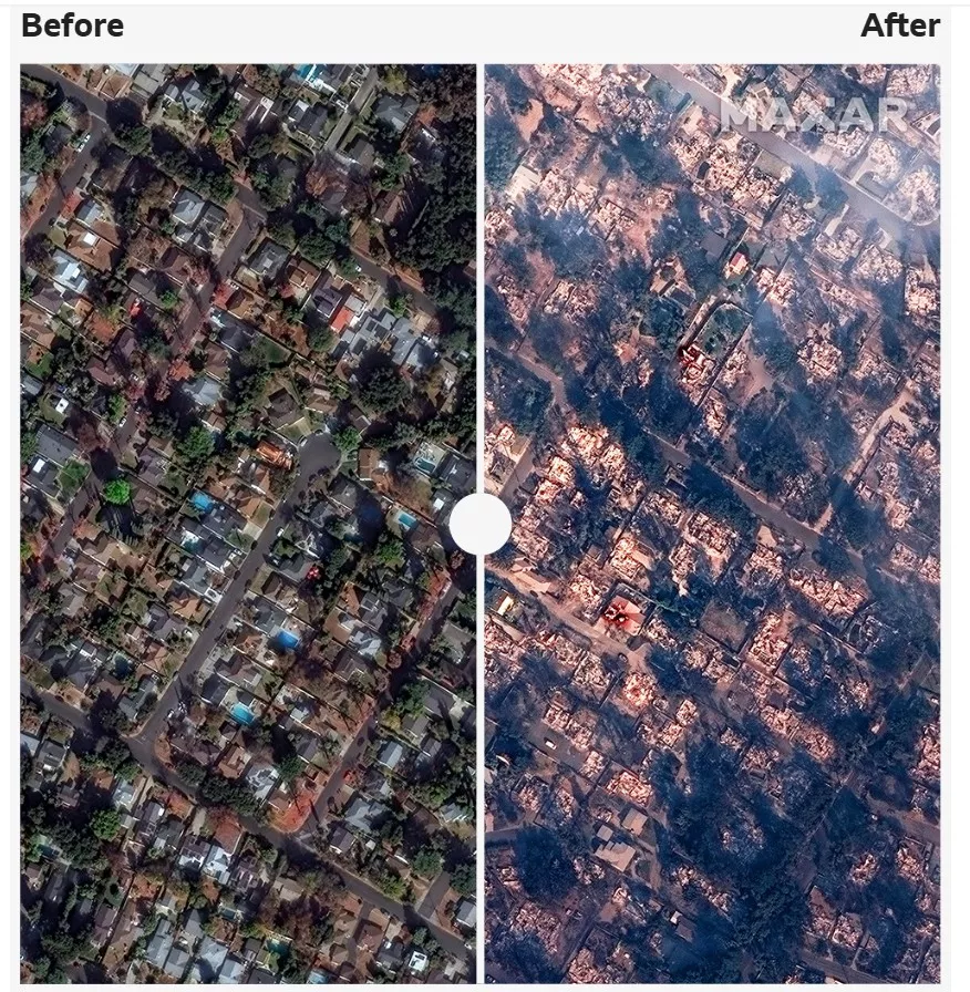 Before and after: How wildfires tore through LA (Photos)