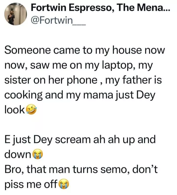 Woman shares visitor's shock after he saw her father cooking while she, her sister, and mother were on their mobile devices