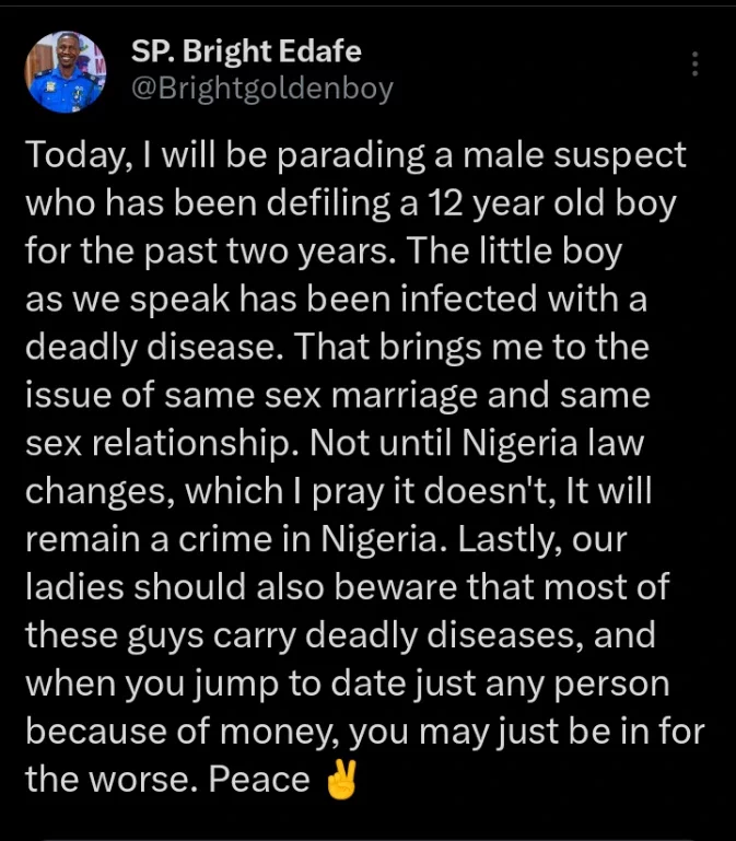 Ladies Should Be Careful with These Set of Guys, They Carry Deadly Disease-SP. Bright Warns Ladies