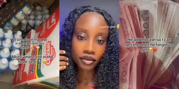 Student breaks internet as she flaunts groceries and cash from boyfriend, to ease exam stress