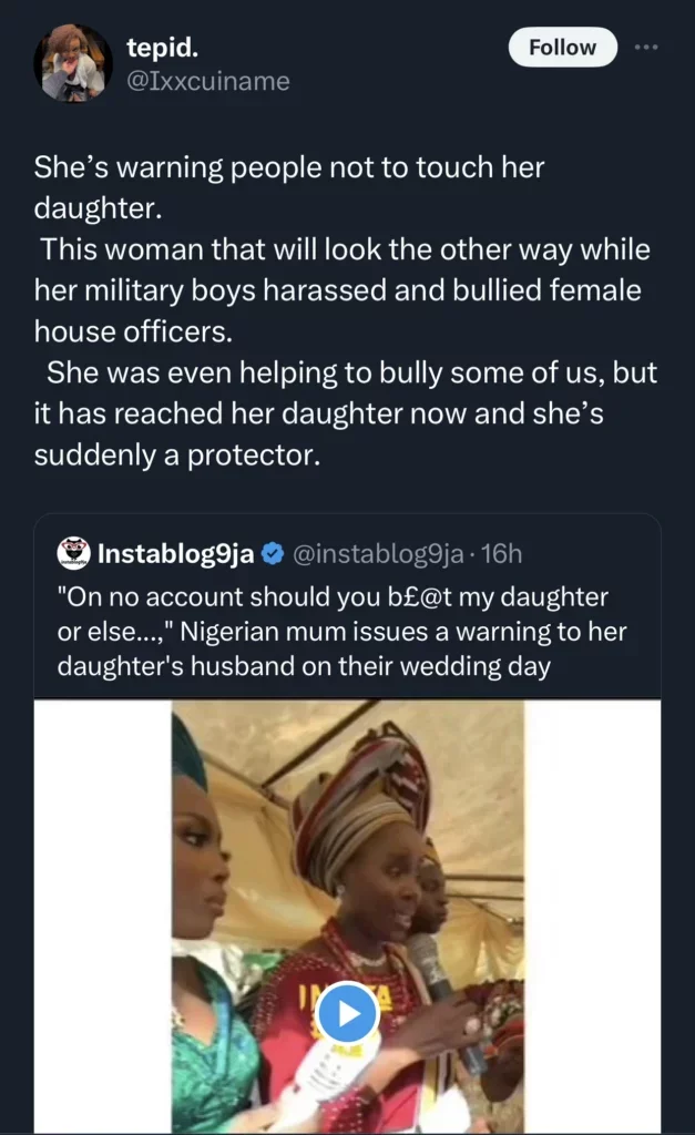 'So Mrs no-nonsense sef na bully' - Reactions as medical doctor calls out brides's mother for bullying her in hospital