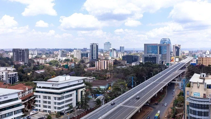 An aerial shot of the Nairobi Expressway in Kenya 