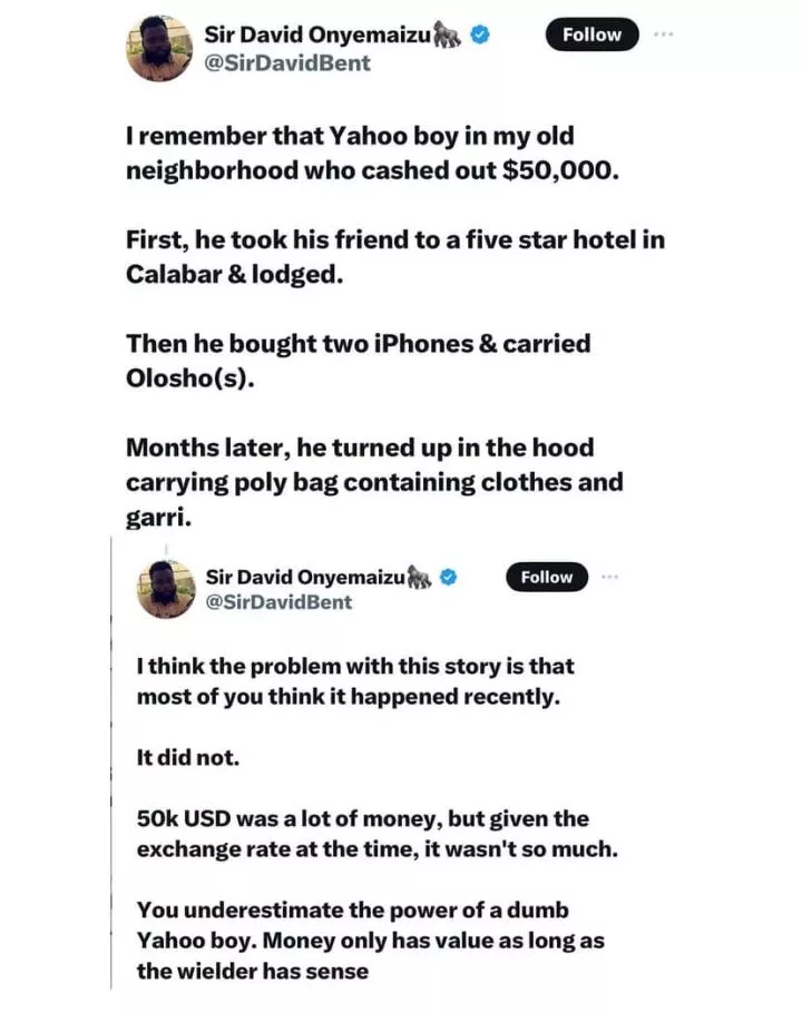 Yahoo boys share their struggle with becoming broke after spending way too much on frivolities