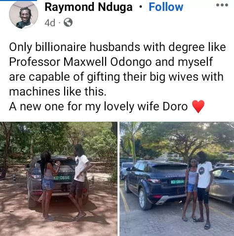 Kenyan man mocks critics as he gifts his wife Range Rover after viciously slapping her in public