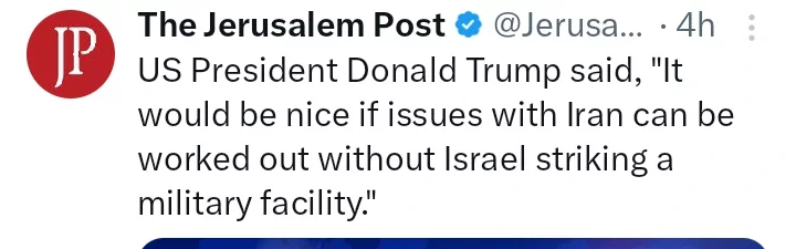 Donald Trump Says It'll Be Nice If Issue with Iran Is Settled Without Israel Hitting Its Facilities